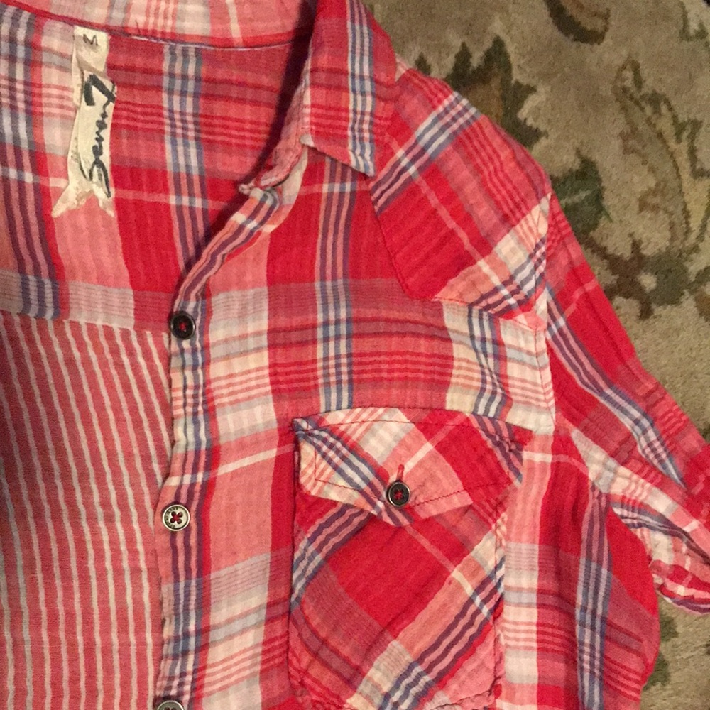 Red plaid button down - Picture 3 of 4
